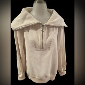 Truth by Republic Women’s Ribbed Ivory Half Zip Pullover SZ M